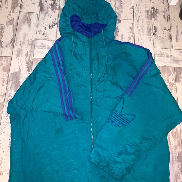 Vintage Adidas Windbreaker Men’s L Teal/Royal Blue - Picture 10 of 16